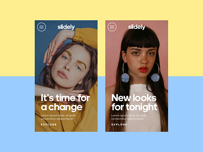 Slidely concept app fashion landing screen mobile splash screen