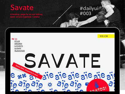 Savate above the fold dailyui landing page savate typography