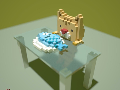want to eat. cat magicavoxel voxelart voxels