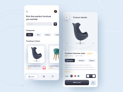 Furniture e-commerce screens app ui ux webdesign