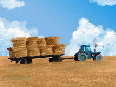 Wild wild west bluesky conceptart countryside design digitalart editorial illustration illustration texture tractor