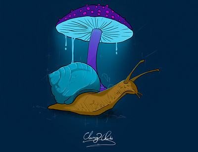 Snail adobe photoshop art graphic design illustraion mushroom snail illustration