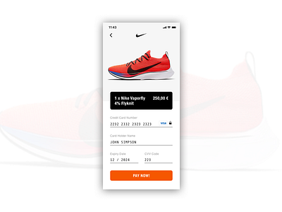 Credit Card Checkout - Daily UI #002 credit card checkout dailyui ios mobile ui nike ui