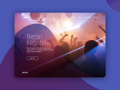 Landing Page - Daily UI #003 daily 100 challenge dailyui landing page design landingpage nightclub nightlife ui