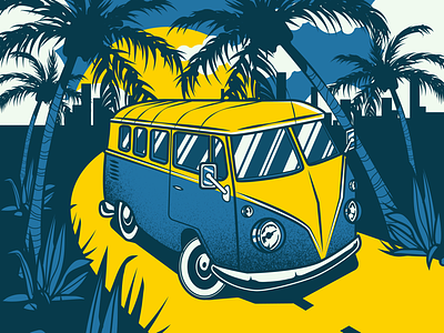 Vacation illustration adobe design illustration illustrator old palm vacation van vector