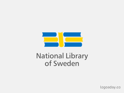 National Library of Sweden book books flag graforidza library logoaday sweden