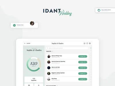 IDANT Wedding Tablet View - WIP app branding contactlist design interface list minimal ui ux webdesign wedding wip