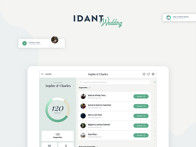 IDANT Wedding Tablet View - WIP app branding contactlist design interface list minimal ui ux webdesign wedding wip