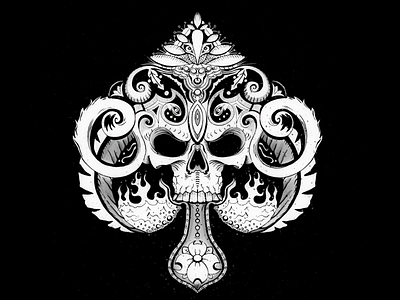 Illustrated Spades bw illustration monochrome playing cards procreate skull spades tattoos