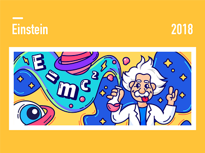 Einstein chemistry child color create einstein experiment eye grandfather illustration interesting invention knowledge old physical planet science scientist space star yellow