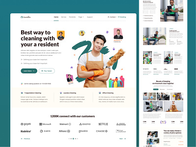 #Exploration - Cleaning Service Landing Page brand design clean cleaning cleaning service design exploration home landing page service ui uiux ux vector web website