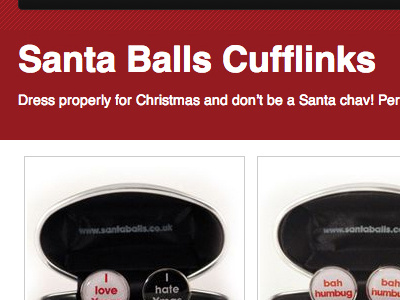 Santa Balls Cufflinks Page red santa twitter bootstrap website