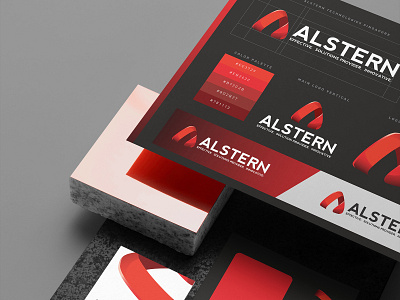 Alstern Technologies Singapore Red Branding design 01 a logo alstern branding business card logo logodesign logotype red red branding red card sg singapore solution technology vi