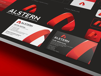 Alstern Technologies Singapore Red Branding design 01 a logo alstern branding business card logo logodesign logotype red red branding red card sg singapore solution technology vi