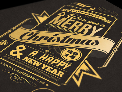 Christmas card typography gold stamp 2014