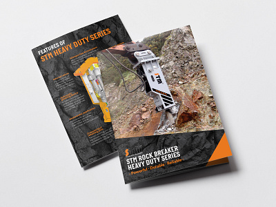 STM Rock Breaker - Heavy Duty Series Tri Fold A4 Brochure construction brochure demolition heavy duty mining rock rock breaker safety trifold brochure