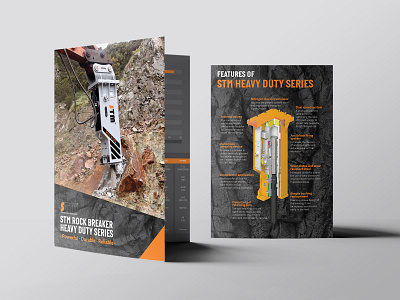 STM Rock Breaker - Heavy Duty Series Tri Fold A4 Brochure construction brochure demolition heavy duty mining rock rock breaker safety trifold brochure