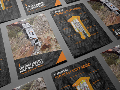 STM Rock Breaker - Heavy Duty Series Tri Fold A4 Brochure construction brochure demolition heavy duty mining rock rock breaker safety trifold brochure
