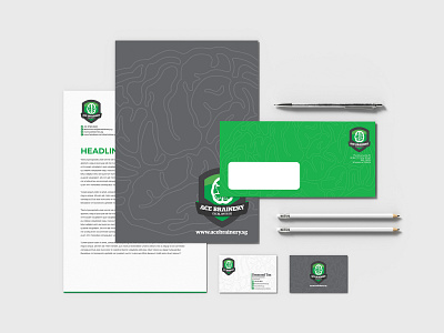 AceBrainery Branding - Learning Chemistry Tution brain logo branding business card chemistry education green branding learning logo tuition