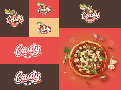 CrustyCrust Pizza Branding Logo design pizza card