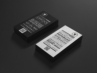 Typography Studio Business Card black card business business card corporate business card creative business card minimalism name card professional card qr business card qr code quick response typography business card