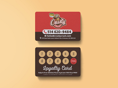 CrustyCrust Pizza Branding design business card pizza card