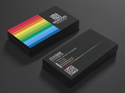 Quick response business card design version 04 brand business card color colorful design graphic namecard qr qr code rainbow rainbow card