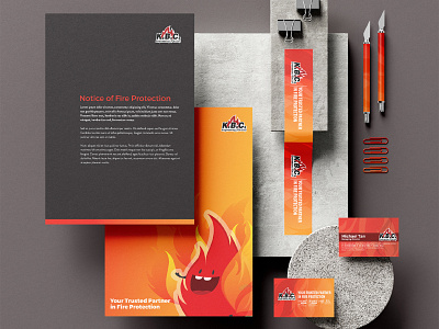KBC Engineering Fire Flame Mascot Character Branding design business card fire fire avoidance fire logo logo design