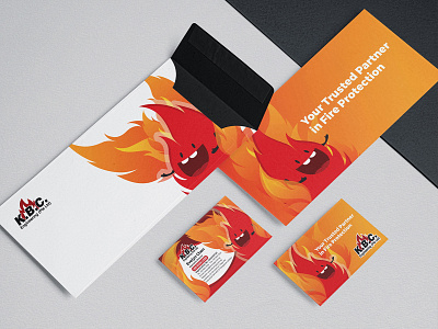 KBC Engineering Fire Flame Mascot Character Branding design fire logo