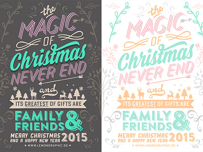 Merry Christmas Typography New Year Card 2015