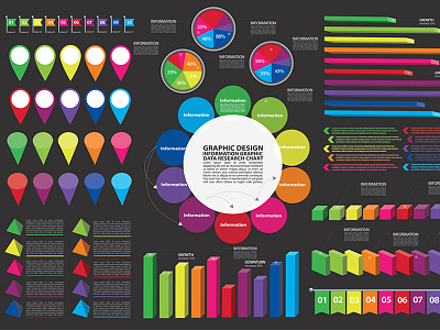 Universal information graphic elements bar chart business infographics chart colorful design elements infographic information design information graphic isometric pie chart professional rainbow