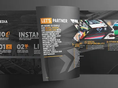 M Team Partnership Proposal Brochure Design brochure catalogue landscape logo magazine motorsports partnership racer racing report saudiarabia