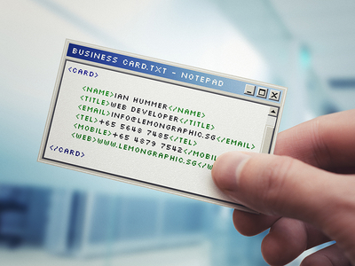 Notepad Programmer Business Card Design business business card card coder coding corporate card creative card namecard notepad programmer unique card