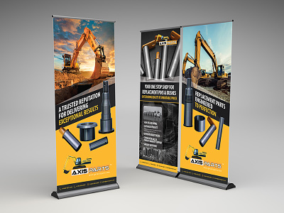 Get Axis Parts pull up banner design advertisement banner black construction engineering machine man metal pullup pullupbanner safety yellow