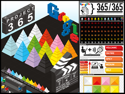 Project 365 Infographics 365 chart colorful colors cubes data visualization google infographic information design information graphic isometric process chart project 365 pyramids rainbow slapboard statistics