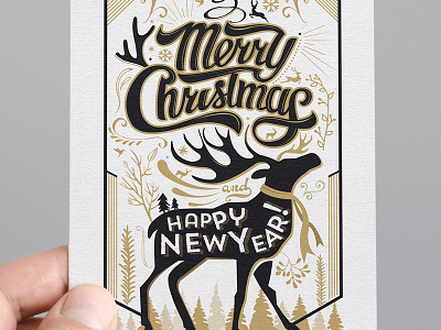 Typography Christmas Card Design 2015 2016 christmas christmas 2015 christmas card elk merrychristmas new year card reindeer typography card typography christmas typographycard