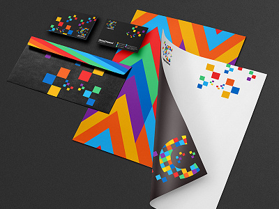 Creativita brand identity bahrain brand brand design business card colorful colours creativita creativity happy pixel rainbow stationery