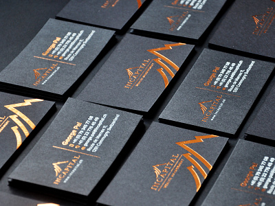 Incapital Copper Foil Black Business Card black business card copper copper foil dark grey foil gsm hotstamping incapital minimal namecard textured card