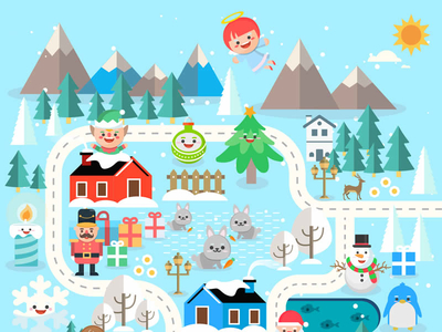 Xmasland Christmas Characters Design character design christmas cartoon christmas tree gingerbread man reindeer santa claus snowman xmas xmasland
