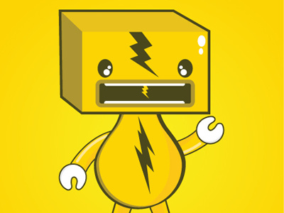 Thundercube character design claw cube cute lightning machine monster robot square thunder thunder cube yellow