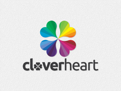 Clover heart logo brand brand name cloud clover colorful colors creative emblem graphic heart identity kiss label logo logotype love lucky marker petals professional rainbow sky stamp symbol technology trademark