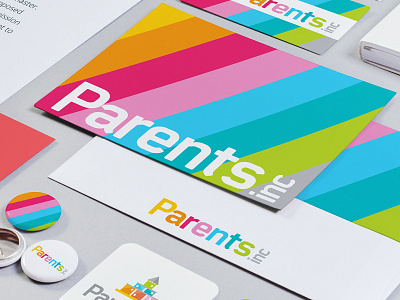 Parents Inc Branding Design brand branding businesscard castle colorful father inc logo mother parent parents rainbow
