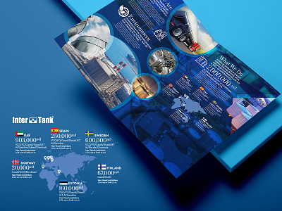 Interbank Bi Fold A4 Brochure Design bi fold brochure blue brochure business profile gas interbank terminals intertank liquid bulk oil oil and gas oil terminals storage capacity
