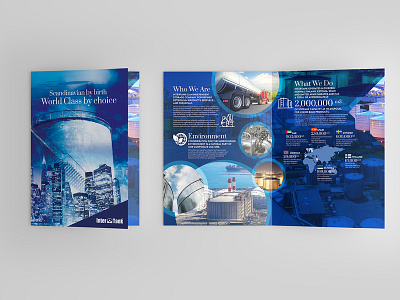 Interbank Bi Fold A4 Brochure Design bi fold brochure blue brochure business profile gas interbank terminals intertank liquid bulk oil oil and gas oil terminals storage capacity