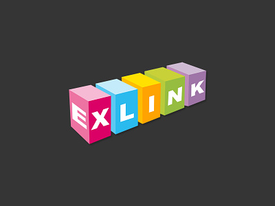 Exlink Logo Design colorful logo cube cube logo exlink isometric logo logo logos logotype rainbow rainbow logo
