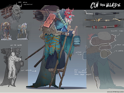 Cui the Blade character concept armor cartoon character color concept drawing game ghostbuster illustration japan lantern ninja samurai
