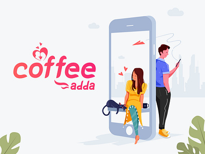 Dating app illustration charecter design coffee date design illustration love matching