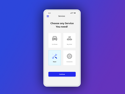 Car Services Mobile App UI Design