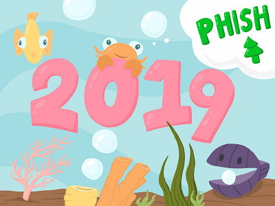 Happy 2019 2019 clam coral crab design fish illustration kelp new years new years eve resolution sea sea creatures underwater