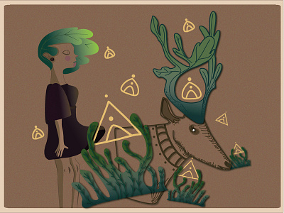 Girl and The Moos animal character design girl illustration magic planet vector